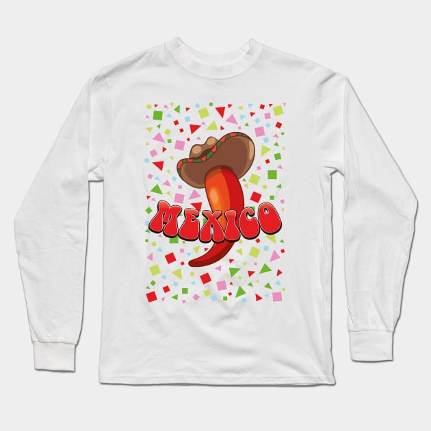 Mexico Chilli Pepper Long Sleeve T-Shirt by nickemporium1